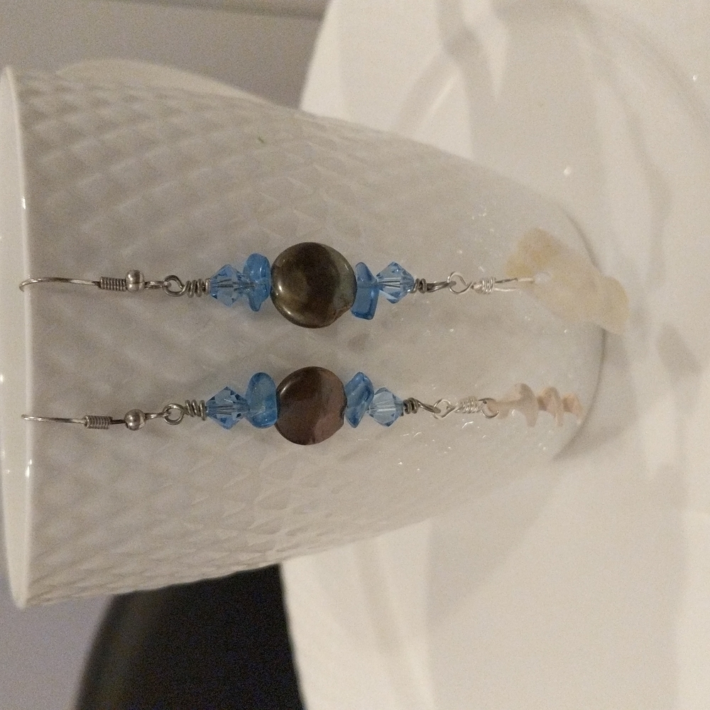 Sterling silver, fresh water pearl and shell earrings